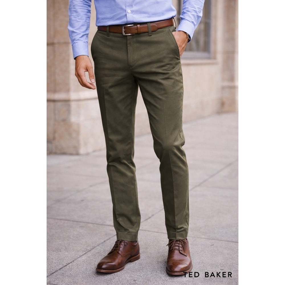 Ted Baker London Slim Fit Olive Dress Pants 30x31 Men's Trouser NWT